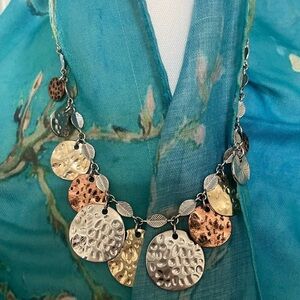 Gold Tone Circle Disc Necklace